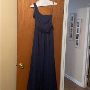 Navy Vera Wang one shoulder dress